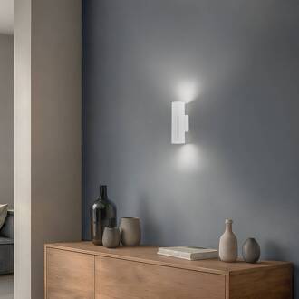 Carbon wandlamp, wit, hoogte 20 cm, aluminium, 2-lamps.