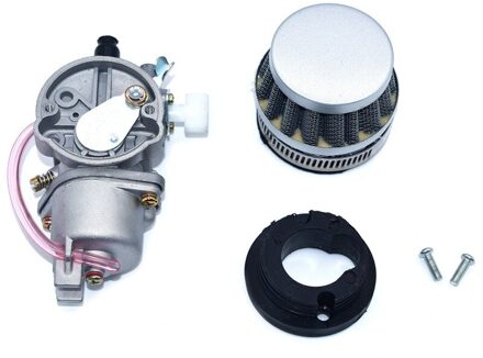 Carburateur Carb Carby + Staal 44Mm Luchtfilter Rood Blauw + Stack Voor 47cc 49cc Mini Moto Dirt Pocket bike Atv Quad Go Kart Mini Moto zilver