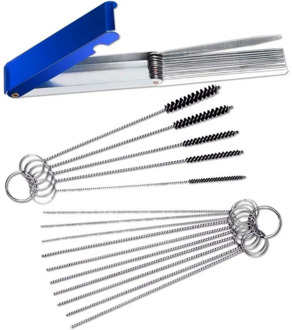 Carburetors Carbon Dust Cleaner Remove Cleaner 13 Cleaning Wire Set + 10 Needles + 5 Nylon Brushes Cleaning Tool Kit