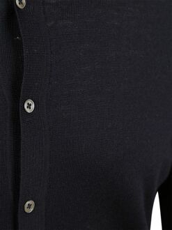Cardigan Shirt Merino Navy Donkerblauw - M,XXL