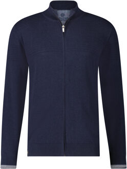 Cardigan With Rib Details Navy   L