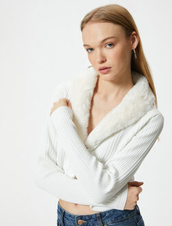 CARDIGANS Met vacht Met vacht Vest Ecru