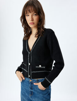 CARDIGANS V-kraag Met knoppen Vest Zwart