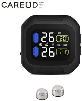 Careud Originele Draadloze Motorfiets Tpms Bandenspanningscontrolesysteem Motor Tyre Lcd Display Interne/Externe Th/Wi Sensoren M3-WI-sliver