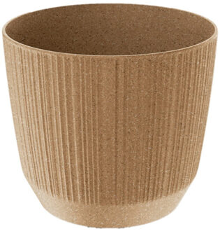 carf-stripe plantenpot/bloempot - kunststof - D17 cm x H15 cm - eco/aarde beige - binne - Plantenpotten