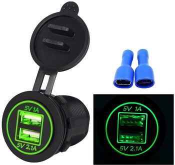 Cargador Carregador 5V 3.1A Usb Charger Socket Adapter Voltmeter Outlet Voor 12V 24V Motorfiets Auto D2 groen