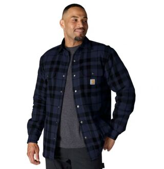 Carhartt Relaxed Fit Flannel Sherpa Tussenjas heren S Zwart dessin