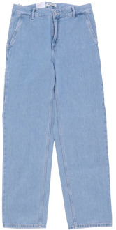 CARHARTT WIP Blauwe Steen Gebleekte Straight Leg Jeans Carhartt Wip , Blue , Dames - W27,W28,W30,W29