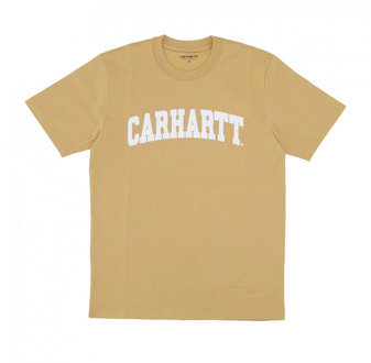 CARHARTT WIP Bourbon/White University Tee Streetwear Carhartt Wip , Beige , Heren - Xl,M,S