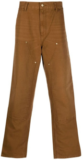 CARHARTT WIP Bruine Katoenen Jeans met Hoge Taille en Wijde Pijpen Carhartt Wip , Brown , Heren - W33