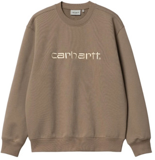 CARHARTT WIP Bruine Sweatshirt Geborsteld Katoen Loose Fit Carhartt Wip , Brown , Heren - 2Xl,S