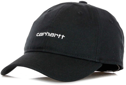 CARHARTT WIP Canvas Script Cap Zwart/Wit Carhartt Wip , Black , Heren - ONE Size