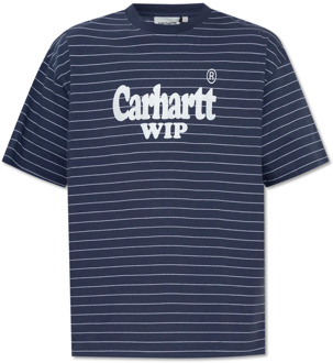 CARHARTT WIP ‘Orlean Spree’ T-shirt met logo Carhartt Wip , Blue , Heren - 2Xl,Xl,L,M,S,Xs