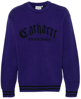 CARHARTT WIP Paarse Gebreide Trui met Logo Motief Carhartt Wip , Purple , Heren - L,M,S