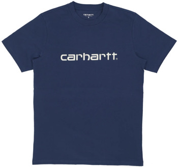 CARHARTT WIP Script Tee Squid/Salt - Streetwear Collectie Carhartt Wip , Blue , Heren - XL