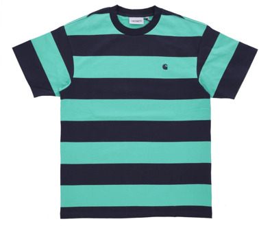 CARHARTT WIP Streetwear T-Shirts in Donkerblauw/Aqua Groen Carhartt Wip , Blue , Heren - XL