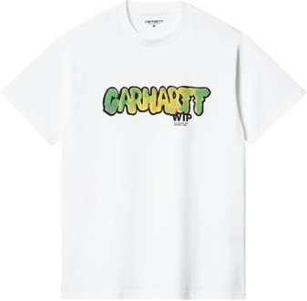 CARHARTT WIP Witte Drip T-shirt Losse Pasvorm Korte Mouw Carhartt Wip , White , Heren - 2Xl,Xl,L,S,Xs