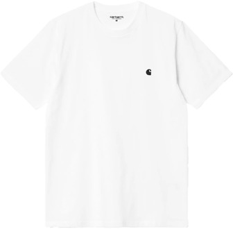 CARHARTT WIP Witte Katoenen T-shirt met Logo Borduurwerk Carhartt Wip , White , Heren - 2XL