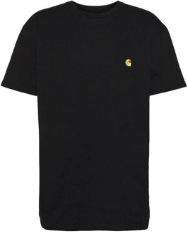 CARHARTT WIP Zwarte T-shirts en Polos met geborduurd logo Carhartt Wip , Black , Heren - S