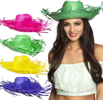 Caribbean hoed Geel - Beige - Creme, Groen, Roze, Blauw