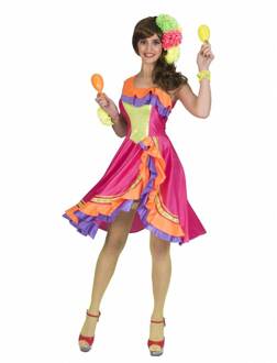 Caribisch Carnaval Kleuren Jurkje Vrouw Multikleur - Print
