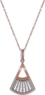 'Carina' Dames 925 Sterling Zilver Set: Halsketting + Oorbellen - Roze SET-7436 Rosé