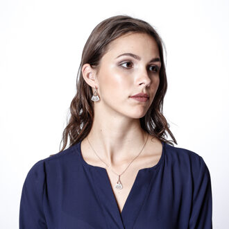 'Carina' Dames 925 Sterling Zilveren Ketting met Hanger - Roze ZH-7436 Rosé - One Size