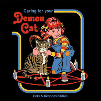 Caring For Your Demon Cat Men's T-Shirt - Black - 5XL - Zwart