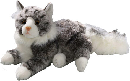 Carl Dick Knuffeldier Perzische kat/poes - grijs/wit - pluche - 30 cm