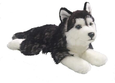 Carl Dick Pluche Husky hond - 32 cm - liggend - knuffelhond - huisdier hondenknuffel