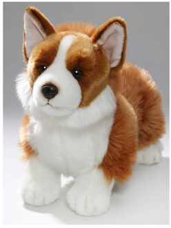 CarlDick Pluche knuffel Corgi hond - bruin/wit - 35 cm - huisdieren knuffel - hondenknuffel