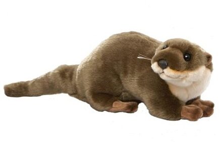 Carldick Pluche knuffeldier otter - 45 cm - bruin/wit - water knuffeldier - otterknuffel