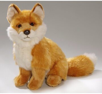 CarlDick Pluche knuffeldier vos - zittend - 28 cm - bosdieren knuffel Bruin