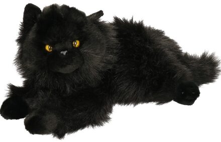 Carldick pluche Perzische kat/poes knuffel - zwart - 30 cm - katten - Knuffel huisdieren