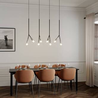 Carlea hanglamp, 8-lamps, zwart-nikkel zwart, messing