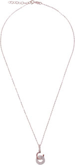 'Carleen' Dames 925 Sterling Zilveren Ketting met Hanger - Roze ZH-7440 - maat Rosé
