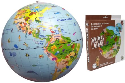 Carly Toys Maxi Globe - Opblaasbare Wereldbol - 50 cm - Dieren van de wereld
