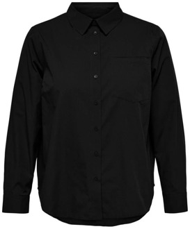 Carmakoma Carmilla`s Solid LS -Overhemd WVN Black | Freewear Zwart Only Carmakoma , Black , Dames - 6Xl,4Xl,7Xl
