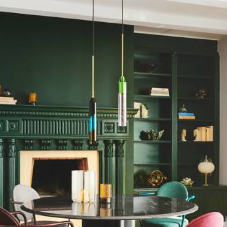 Carnaval 2 hanglamp, kristalglas roze, groen, zwart, goud