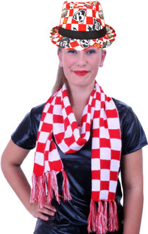 Carnaval Brabant thema - Kojak hoed en feest sjaal - rood/wit geblokt