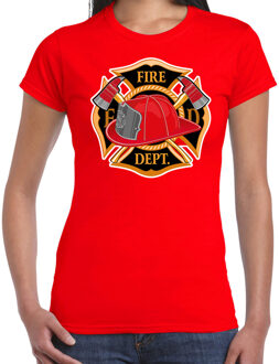 Carnaval brandweervrouw / brandweer shirt / kostuum rood voor dames XL - Feestshirts