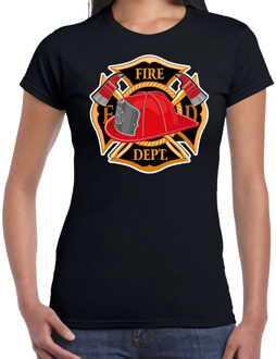 Carnaval brandweervrouw / brandweer shirt / kostuum zwart voor dames 2XL - Feestshirts