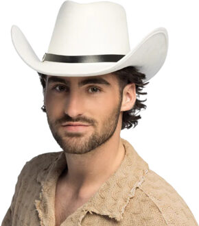 Carnaval Cowboy hoed Bronco - wit - voor volwassenen - Western