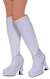 Carnaval disco verkleedkleding laarzen hoezen - wit - dames - overtrek hoezen - net echt