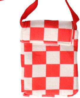 Carnaval feest schoudertasje Brabant - rood/wit geblokt - Brabantse vlag kleuren - Verkleed accessoi Multi