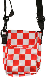 Carnaval feest schoudertasje Brabant - rood/wit geblokt - Brabantse vlag kleuren - Verkleed accessoi