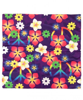 Carnaval/festival hippie flower power bandana met bloemenprint - Verkleedhaardecoratie Multikleur