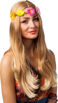 Carnaval/festival hippie flower power hoofdband gekleurde bloemen - Verkleed accessoires - dames