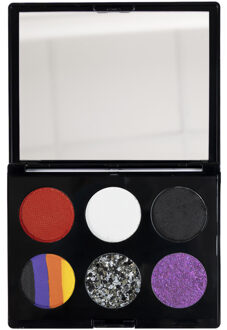 Carnaval Gezicht / Face paint verf set - Halloween thema - schmink / make-up - waterbasis Zilver