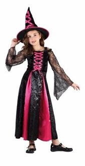 Carnaval/Halloween verkleedkleding Roze heks jurkje voor meisjes - heksenjurkje / kostuum Multi